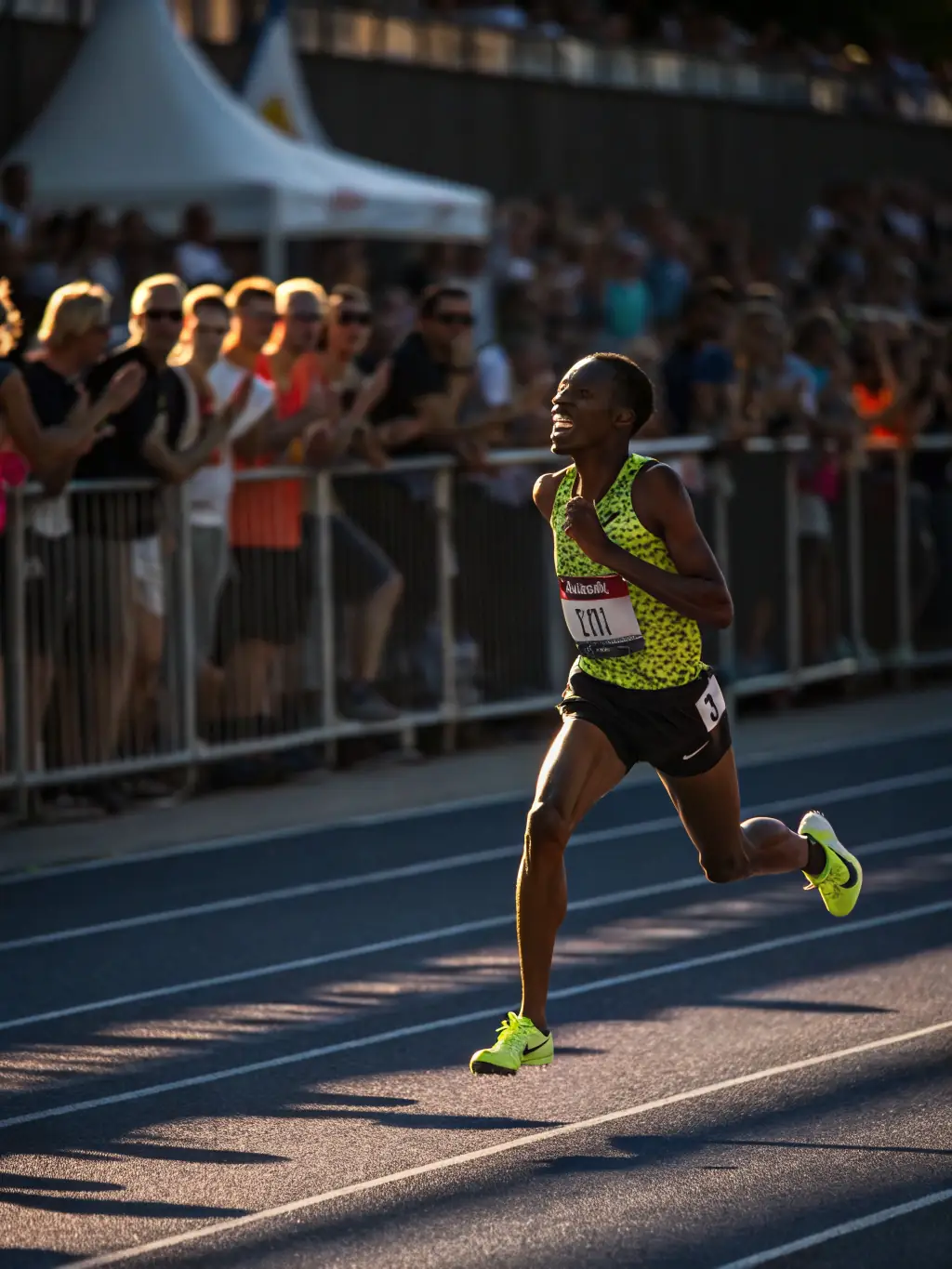 A photograph capturing a group of athletes participating in a track and field event, demonstrating speed, agility, and competitive spirit.